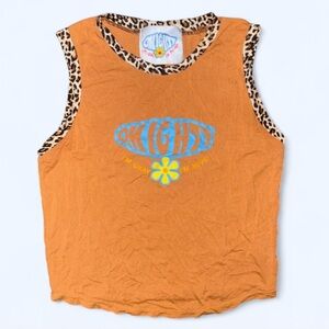 O-Mighty Orange Tank with Leopard Trim